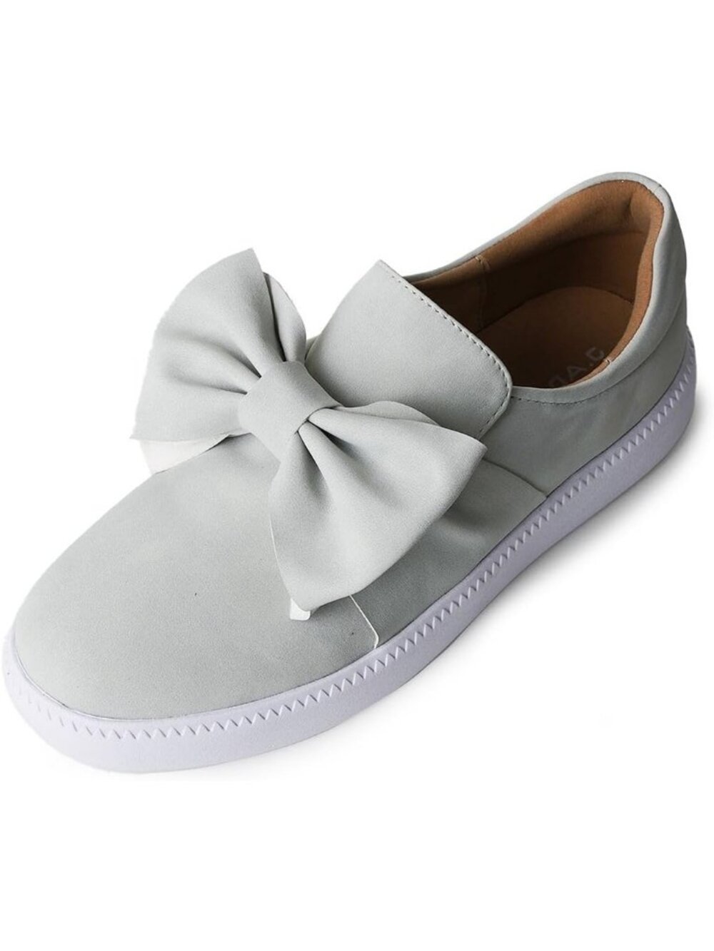 J Adams Women's Taupe Pu Slip On Bow Casual Comfort Platform Sneaker Shoes - Picture 4 of 6